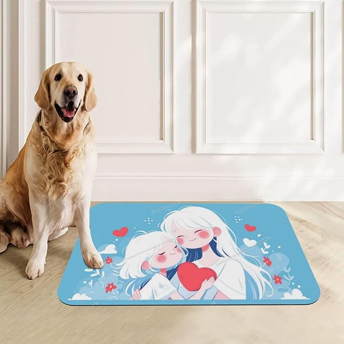 Dog Food Mat Dog Mat for Food and Water 18X12In Happy Mother's Day Floral Gift for Mom Iz No Stains Cat Pet Feeding Mats Water Bowl Messy Drinkers