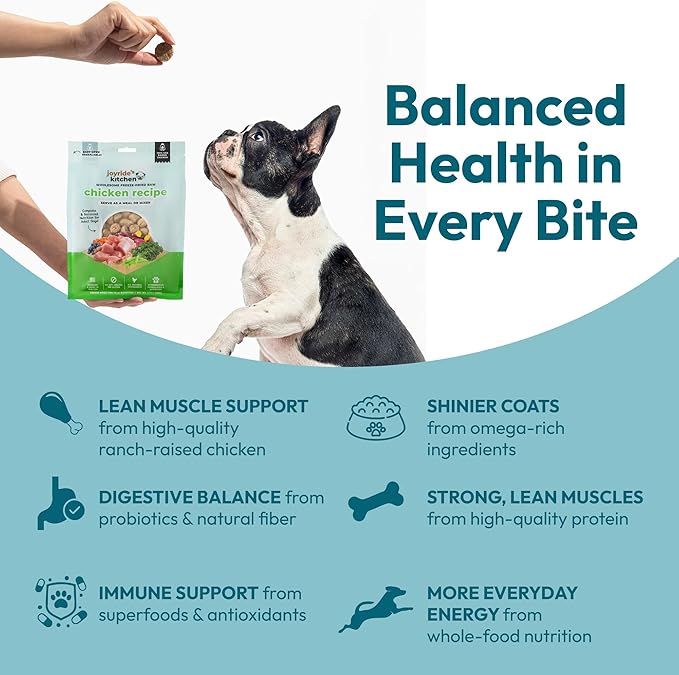 Joyride's Kitchen Freeze-Dried Raw Chicken Dog Food – Grain-Free, All-Natural, High Protein Freeze Dried Meal or Topper, Made in USA – Vet-Formulated, Picky Eater Approved