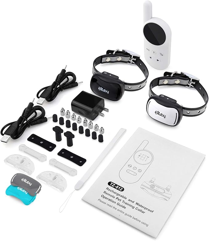 eXuby Tiny Dual Shock Collar - Smallest Collar on The Market - Sound, Vibration, Shock - 9 Intensity Levels - Pocket-Size Remote - Long Battery Life - Water-Resistant - White Remote