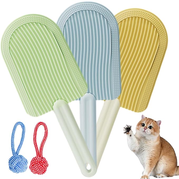Cat Tongue Comb, Pets Cat Tongue Comb, Cat Tongue Brush, Pet Ice Cream Massage Comb, Simulated Cat Tongue Licking Hair Comb for Pet Grooming Shedding (3Pcs Mix)