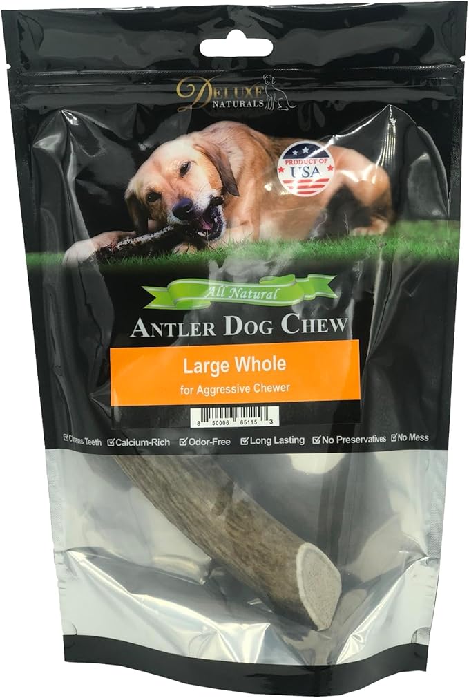 1-Pack Large Whole Elk Antler Dog Chews (6 to 9+ in) – Long Lasting Natural Dog Bones for Medium to Large Dogs (30–80 lbs) – Antlers for Dogs, Aggressive Chewers, Dental Chews