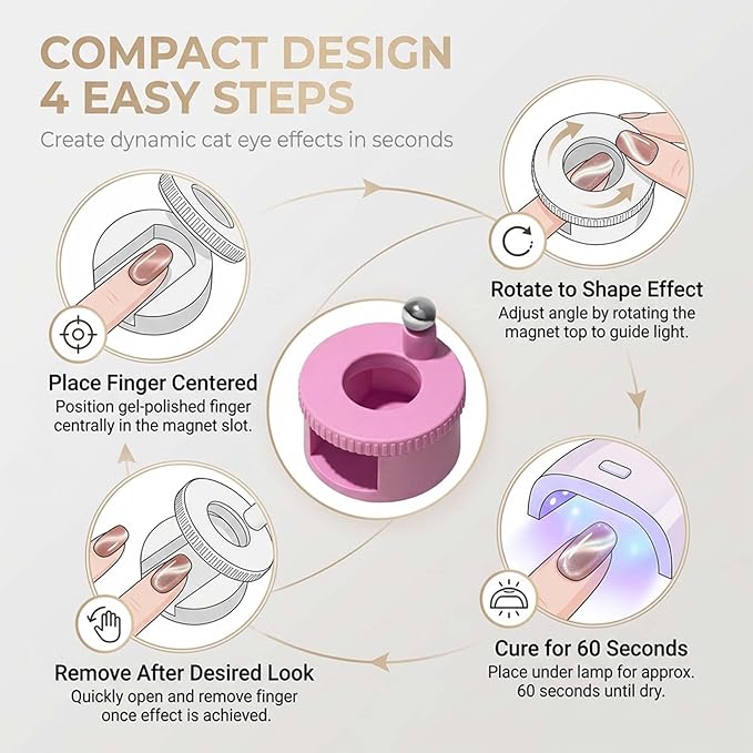 2026 New Rotating Cat Eye Magnet, 360° Rotating Cat Eye Magnet For Nails,Glass Bead NailMagnet