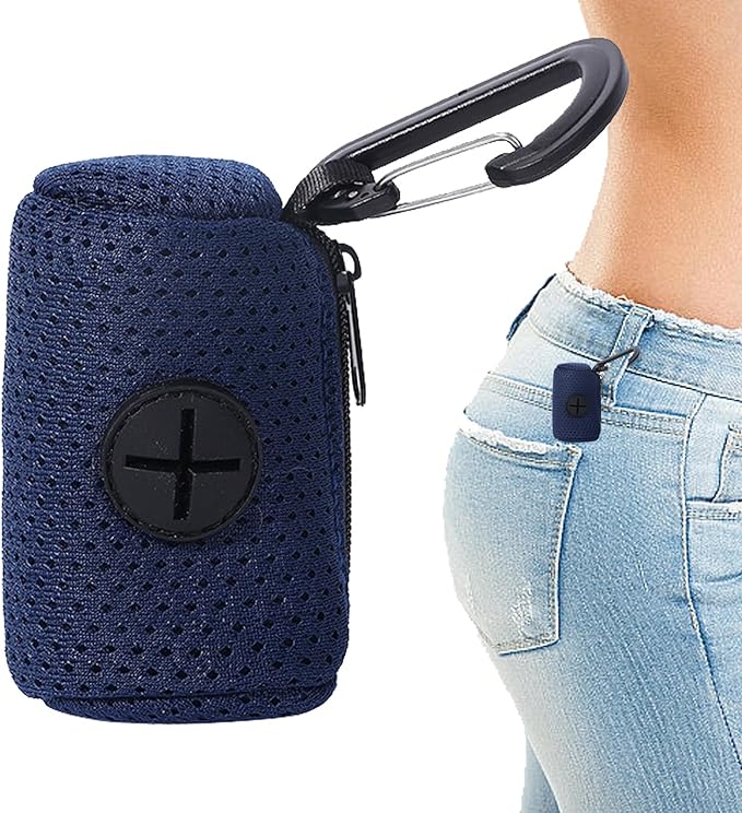 Poop Bag Dispenser, Mesh Fabric Attachment Dog Bag Dispenser with Zipper, Large Capacity Dog, Portable Poop Bags Holder for Doggie, Walking, Outdoor
