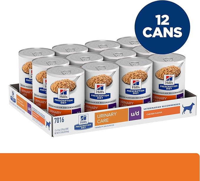 Hill's Prescription Diet u/d Urinary Care Chicken Flavor Wet Dog Food, Veterinary Diet, 13 oz. Cans, 12-Pack