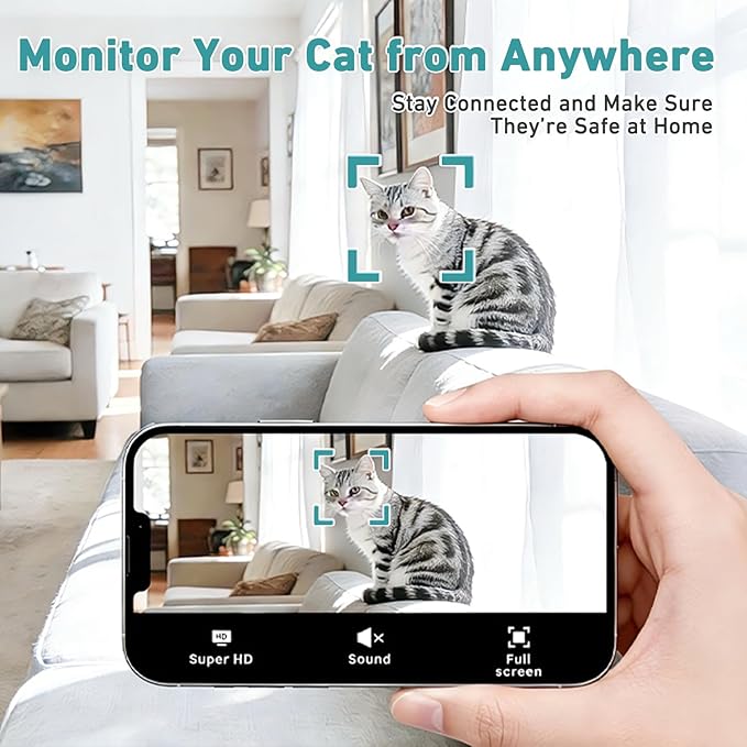 Mini WiFi Camera for Heated Cat House, 1080P HD, Night Vision, Motion Detection, 130°Ultra-Wide Angle, Local & Cloud Storage(SD Card Not Included), Remote Monitoring Anytime(Plug-in Use Only)