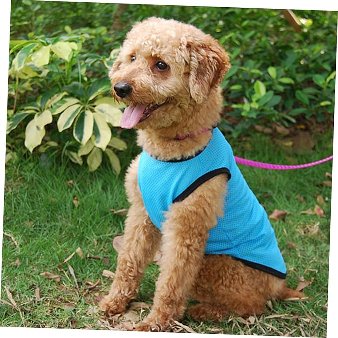 Pet Dog Cooling Vest Breathable Sleeveless Mesh Shirt Blue M Summer Cooling Clothes Puppy Summer Costume Pet Supplies