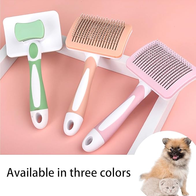 Dog Brush, Self-Cleaning Slicker Brush - Skin-Friendly Deshedding Grooming Tool for Dogs & Cats, Suitable for Shedding & Long-Haired Pets, Easy to Clean, Effective Hair Removal Function
