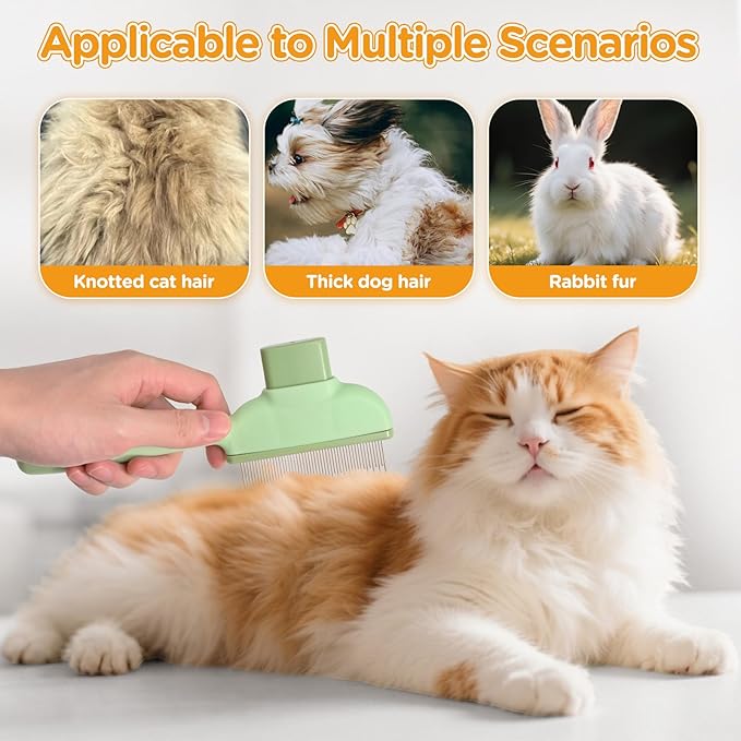 2pcs Cat Lice Comb Pet Hair Removal Tool Cat Brush For Indoor Cats, Self-Clean Pet Comb, Flea Comb Brush For Shedding