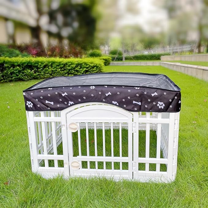 Dog Playpen Mesh Top Cover for 36" Inch Pet Playpen with 4 Panels, Dog Crate Cover Pet Tent Puppy Play Pen Cover, Ideal for Indoor/Outdoor Use. Note: Playpen Not Included (Black)