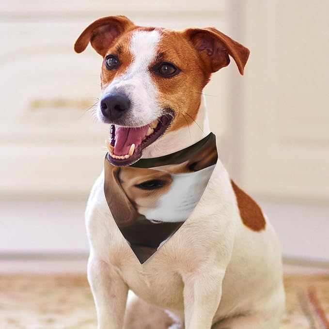 Dog Bandana Spring Pet Scarf Adjustable Triangle Cute Beagle Printing Dog Bib Washable Polyester Puppy Bandana for Small Medium Large Dogs Cat Birthday Party Supplies
