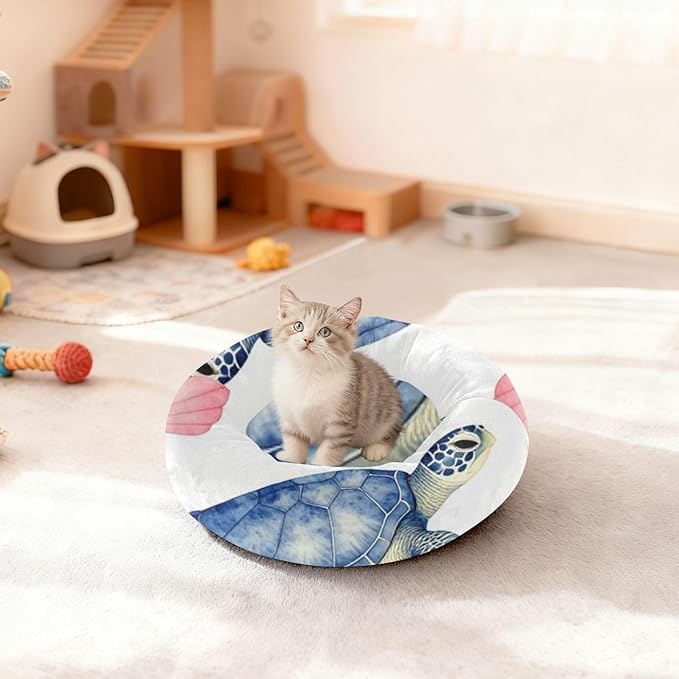 Pet Cat Beds Relieve Stress fluffier Dog Pillow Bed for Medium Size Pets Supplies Turtle Ocean Print