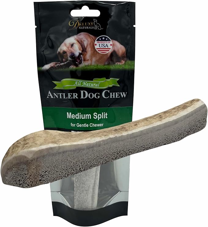 1 Piece Medium Split Elk Antler Dog Chew (5.5 to 7 inches) – All Natural, Premium Grade A, Odor-Free, USA-Sourced – Long-Lasting Dental Treats for Small Dogs Under 35 lbs