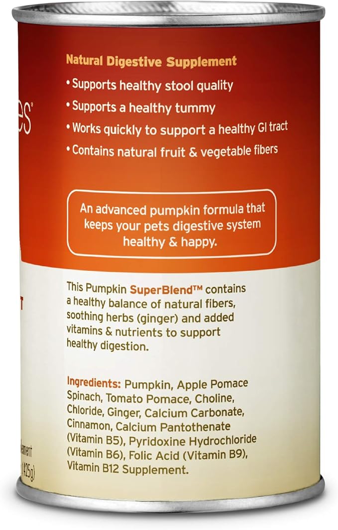 Fruitables Pumpkin Digestive Supplement - Made with Pumpkin for Dogs - Healthy Fiber Supplement for Pet Nutrition - 15 Ounces (6 Pack)
