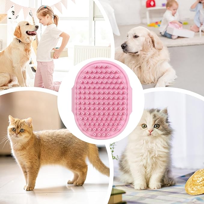 Pet Shampoo Bath Brush - | Soft Rubber Grooming Gloves for Deshedding and Soothing Massage | Adjustable Handle Pet Washing Brush Fõr Cats and Dogs | Professional Bathing Supplies for Long Short Hair