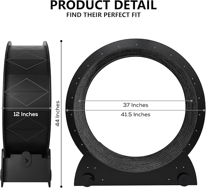 Portable Cat Running Wheel for Indoor Cats 44" Large XL 12" Wide, Cat Treadmill, Wheel with Carpeted Runway for Kitty’s Longer Life, Moveable Safe & Stable Design.