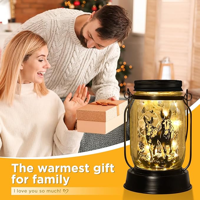 kyoryuger Donkey Gifts for Women/Men Donkey Solar Lanterns Mom Birthday Burro Animal Lovers Lantern Animal Memorial Lights Solar Garden Decoration for Yard, Patio,Backyard,Porch Torches, Home Decor