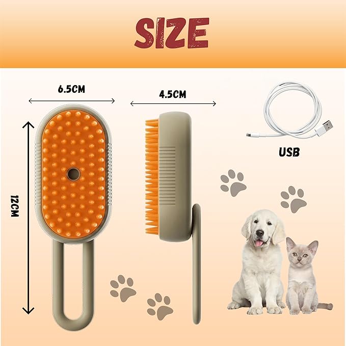4-in-1 Cat Steam Brush | Rechargeable & Anti-Static | Massage & Cleaning | Shedding & Combing in One!