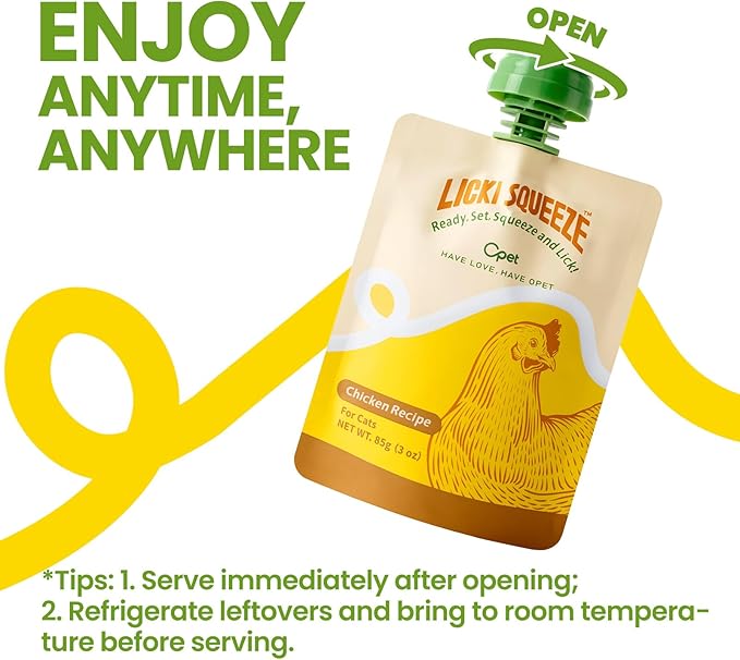 OPET Pate Wet Cat Food Lickable Bisque Wet Cat Treats Cat Food Topper,Free Grain, No by-Product,No Fillers, Thick & Squeezable, 3oz Pouch (Pack of 6)