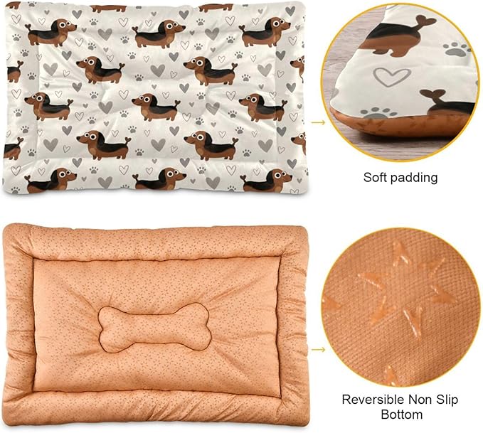 Dog Bed for Crate Washable Pet Sleep Pad, Dachshund Kennel Mat with Non-Slip Bottom, Soft Fluffy Supplies Pet for Dogs and Cats (36x24 inch)