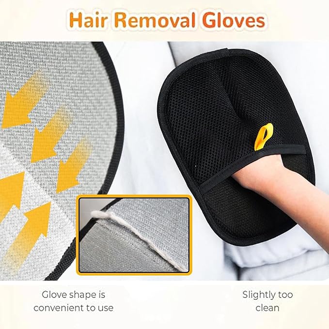 Pet Hair Remover Electrostatic Gloves, Pet Hair Remover Glove, Reusable Cat & Dog Grooming Mitten, Animal Fur Removal Tool for Couch, Furniture, Carpet, Car Seat (2PCS)