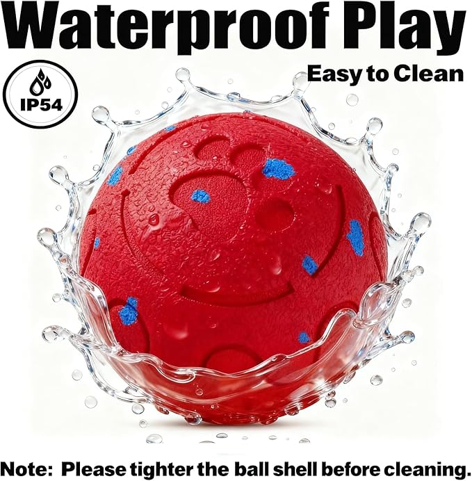 Dog Balls: Interactive Dog Ball, Self-Moving Dog Toy with Auto-Rolling & Bouncing, E-TPU Material, IP54 Waterproof, Motion-Activated (Red, Large)