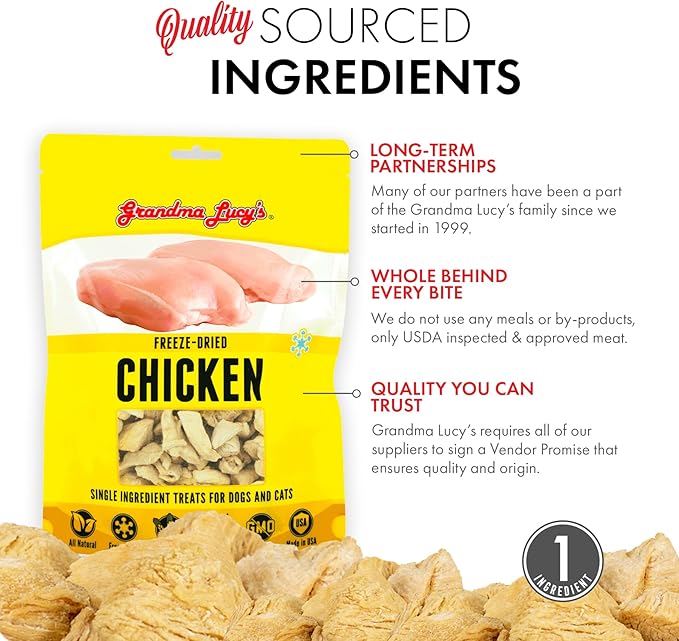 Grandma Lucy's - Singles Chicken Pet Treats – 3.5Oz, yellow, 4 Ounce (Pack of 1)