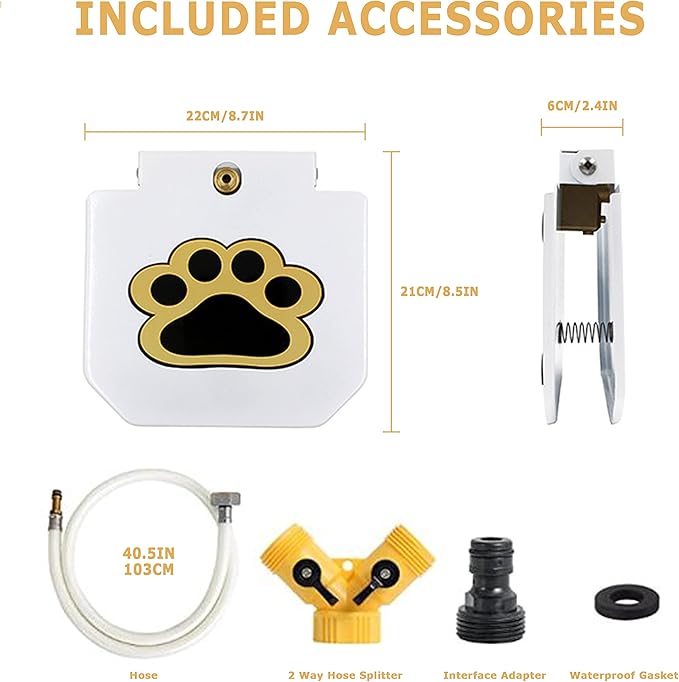 Dog Water Fountain Outdoor, Dog Sprinkler, Paw Activated Drinking, Dog Water Fountain with Hose, Equipped with Interactive Claw Foot Valve, Pure Copper Valve Core, Easy to Train