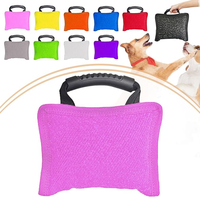 Baoblaze Dog Bite Pillow Tough Tug Toy Practical Portable Outdoor Pet Supplies for Small and Medium Sized Dogs Biting Pad with Handle, Pink