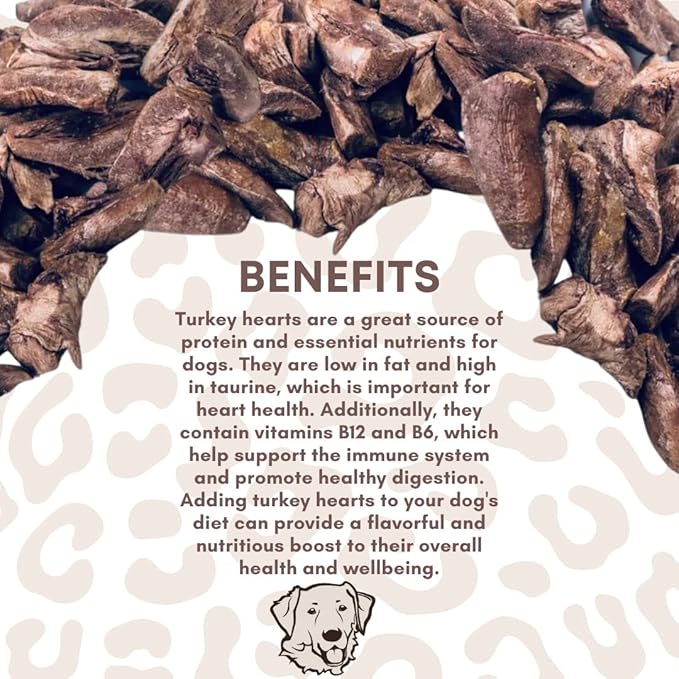 All-Natural Treat for Dogs & Cats, Single Ingredient, Picky Eaters, Grain & Gluten Free, Freeze Dried Turkey Hearts, No Preservatives, Made in USA
