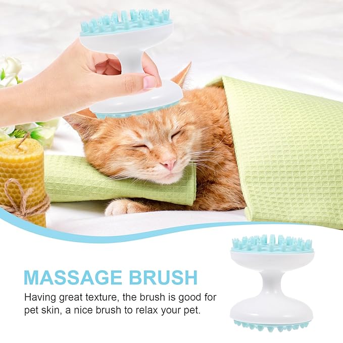 Pet Cat Massage Comb and Dog Massage Brush Plastic Grooming Hair Cleaner with Itch Relief for Cats and Dogs Bath Supplies Green