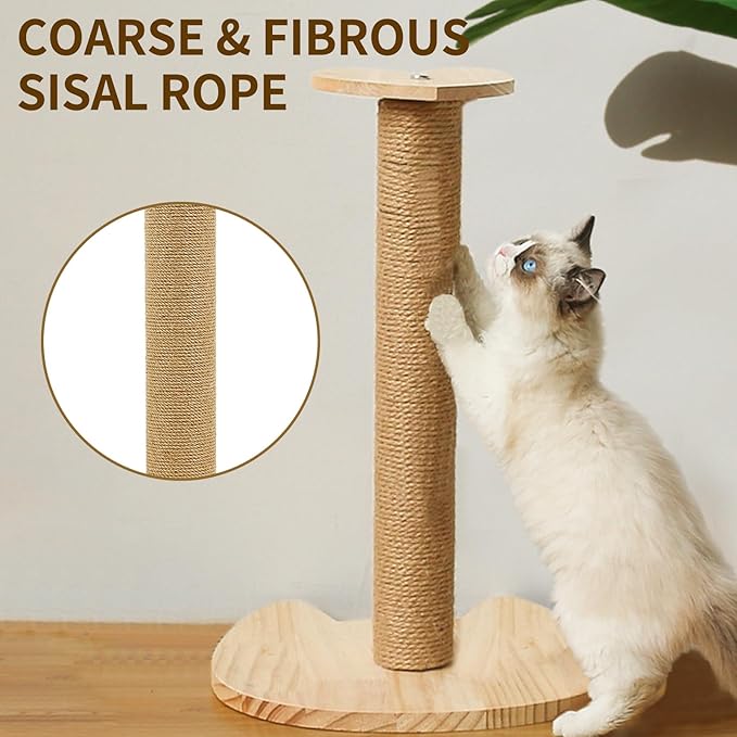 Fhiny 2PCS Cat Scratching Post Replacement 15" Natural Sisal Spare Extension Scratch Post for Cats Tree DIY Craft Refill Pole Parts Hemp Rope Scratcher Climbing Perch for Indoor Kitten White