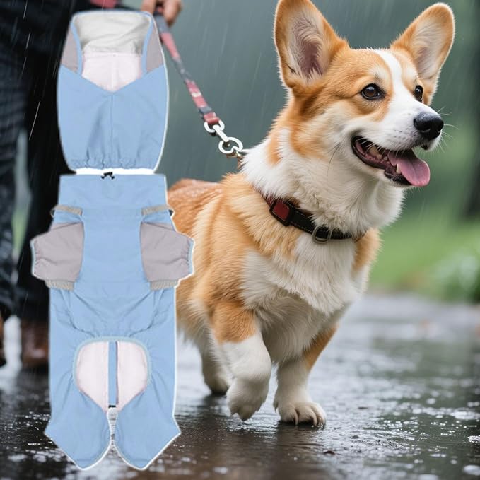 Dog Raincoat | Waterproof Poncho with Hood,Breathable Rain Jacket for Medium Dog,for Daily Walking Training Travel Shopping Camping Adventure