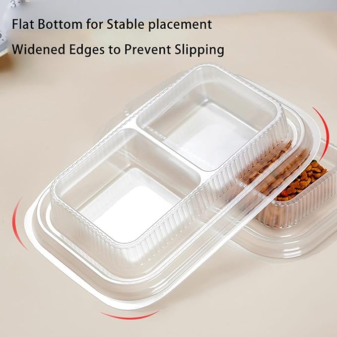 50PCS Disposable Pet Bowls – Anti-Ant Cat and Dog Food Bowls, Large Cat Wet Dishes, Plastic Double Dish for Water, No Spill, Non-Tip, Non-Slip, Ideal for Outdoor Pets, Small and Medium Dogs