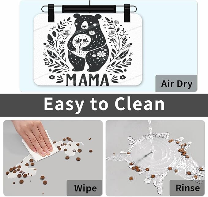 Dog Food Mat Dog Mat for Food and Water 24x16In Happy Mother's Day Mama Gift Mom Bs No Stains Cat Pet Feeding Mats Water Bowl for Messy Drinkers