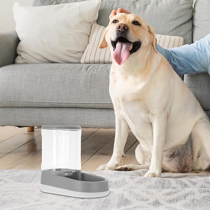 Automatic Pet Feeder and Water Dispenser Gravity Cat Feeder with Dry Food Storage Capacity Suitable for Small and Large Dogs and Cats in Elegant Gray