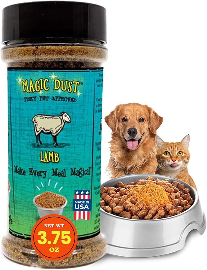 Wild Meadow Farms - Magic Dust Lamb Jerky Topper, Single Protein Pet Food Topper for Dogs and Cats, Enhance Flavor & Elevate Mealtime Excitement for Picky Eaters - 3.5 Ounce Bottle in Lamb Flavor