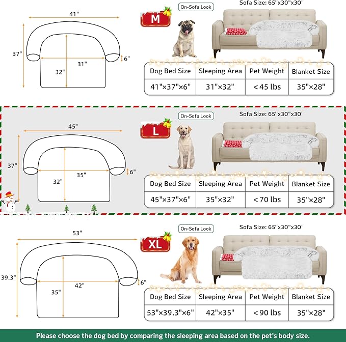 GGIB Calming Dog Bed Christmas Throw Blanket Fluffy Plush Dog Mat Furniture Protector Decoration Holiday Throw for Sofa Couch Cover for Large Medium Small Dogs Cats (Large, Light Grey)