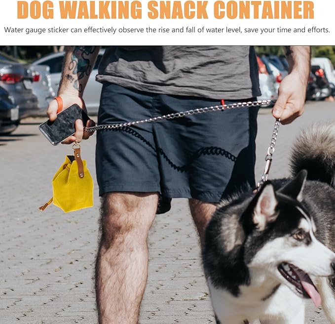 Kisangel Dog Treat Pouch Large Capacity Felt Drawstring Bag with Keychain Portable Outdoor Puppy Snack Training Food Container for Pet Supplies