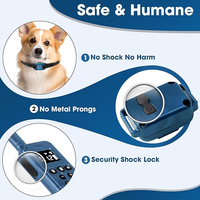 Small No Shock Dog Training Collar for Small Dogs 5-15lbs, Strong Vibrating Dog Collar Beep and Vibrate Only, Safe Lock Waterproof Rechargeable Vibration Collars for Dogs-No Prongs,Blue