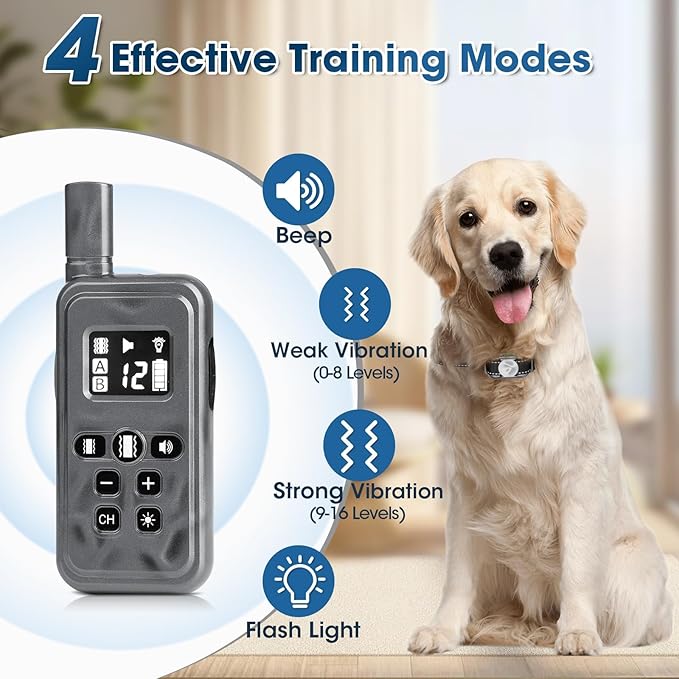 Small No Shock Dog Training Collar for Small Dogs 5-15lbs, Strong Vibrating Dog Collar Beep and Vibrate Only, Safe Lock Waterproof Rechargeable Vibration Collars for Dogs-No Prongs,Grey