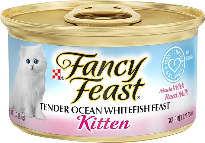 Purina Fancy Feast Tender Wet Kitten Food, Ocean Whitefish Flavor, 3 Ounce, Pack of 24
