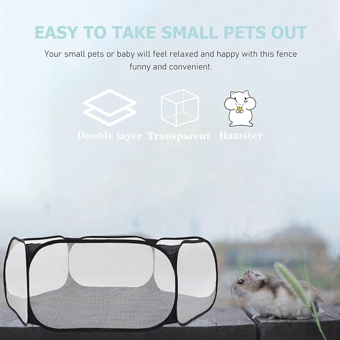 SOLUSTRE Foldable Pet Playpen Pen Fence with Breathable Polyester Mesh, Hexagonal Indoor Puppy Playhouse for Small Dogs, Cats, Rabbits – Anti-Escape Pet Pen Supply