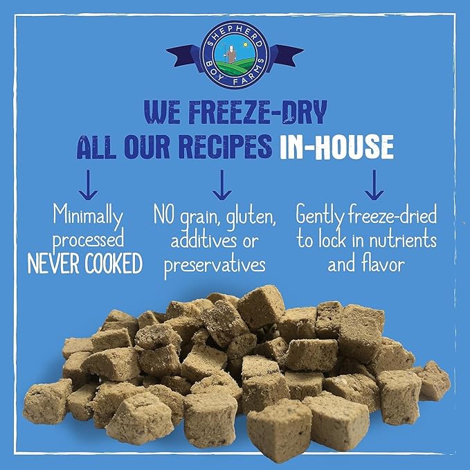 Shepherd Boy Farms Freeze Dried Raw Dog Food, Rabbit Recipe, All Natural, No Synthetics, Made in USA with Goat's Milk & Organic Produce, High Protein, Complete Meal (14oz)