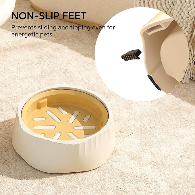 White Dual-Purpose Slow Food Bowl, Fast/Slow Food can be Freely Switched to Adapt to Different pet Eating Habits, Cross-Border pet Supplies