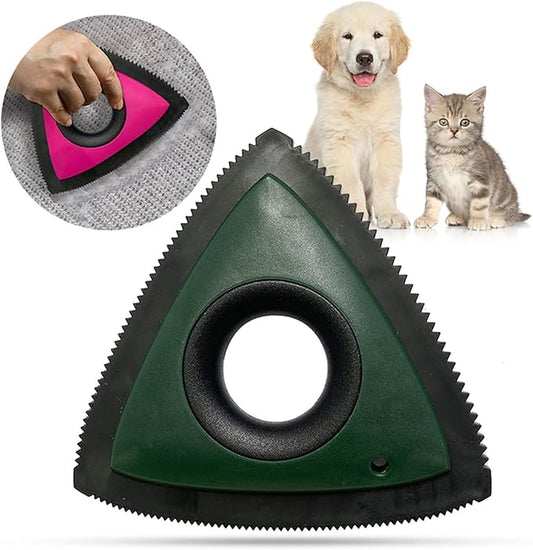 Triangle Edge Pet Hair Remover Dog Removal Device Sofa Car Portbale Silicone Brush Cleaner Supplies(Green)