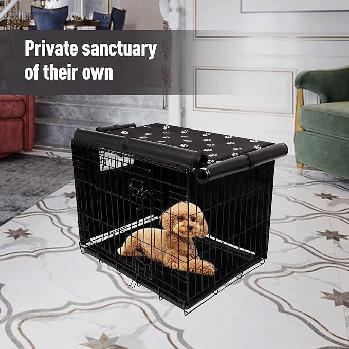 Pet Prime Dog Crate Cover Indoor/Outdoor Durable Windproof 600D Oxford Fabric Pet Kennel Cover Fit for 24 30 36 42 48 Inches Wire Dog Crate for Small and Large Dogs-Cover Only(42 Inch (42"x28"x30"))