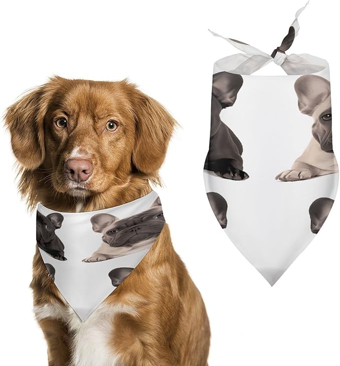 Dog Bandana Spring Pet Scarf Adjustable Triangle French Bulldog Printing Dog Bib Washable Polyester Puppy Bandana for Small Medium Large Dogs Cat Birthday Party Supplies