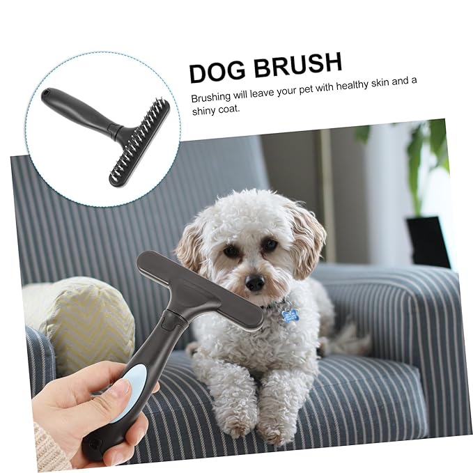 BESPORTBLE Stainless Steel Pet Comb Brush Double Rows Slicker for Dog Cat Grooming Undercoat Rake for Curly Hair