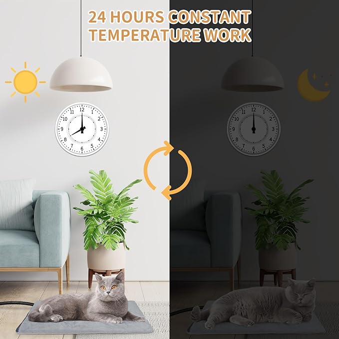 Pet Heating Pad for Cats and Small Dogs,Heated Cat Bed,Auto Temperature Control Waterproof Indoor Electric Pet Heating Pads for Cats with Chew Resistant Cord,16 * 12inch
