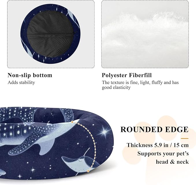 Pet Cat Beds Warm & Soft fluffier Puppy Beds for Small Size Pets Supplies Night Ocean Whale